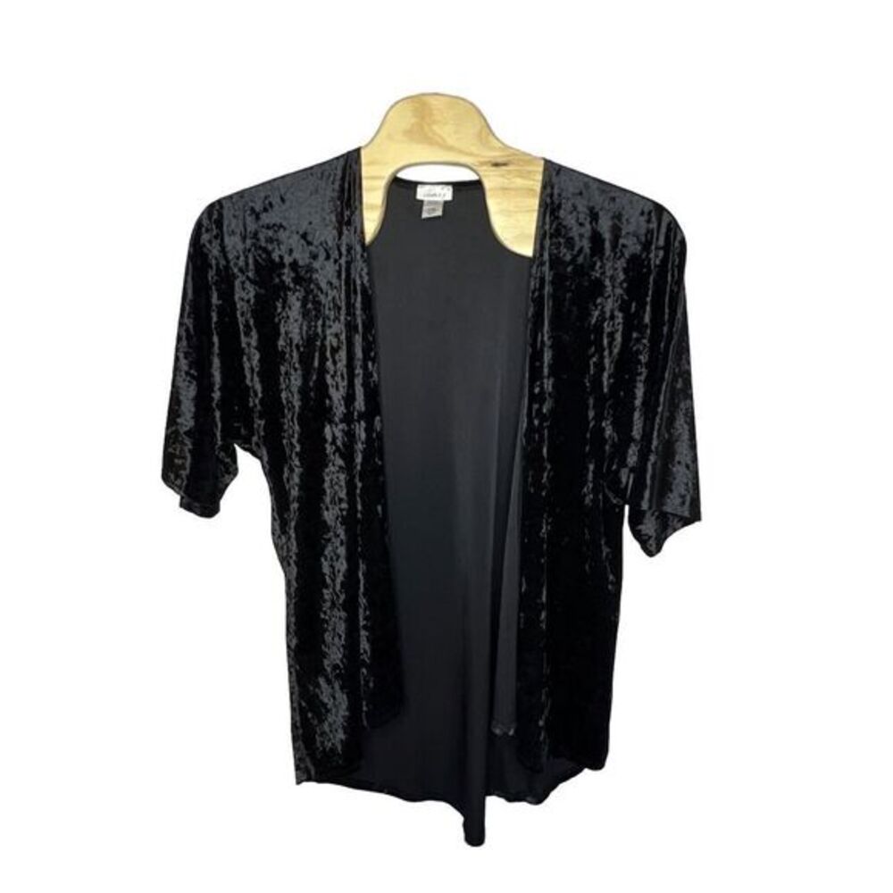 LOVELY J Black Open‎ Front Flowy Topper Cardigan Jacket Size Medium